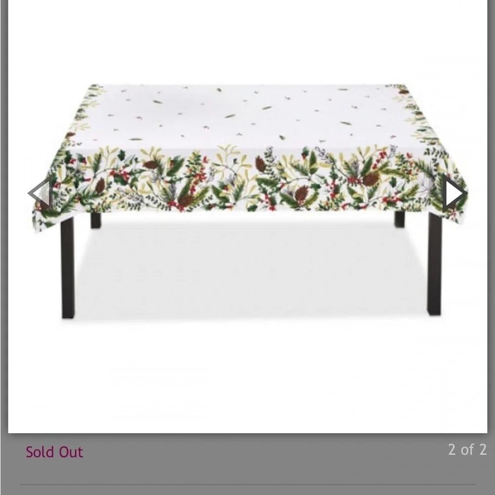 Tag Home Decor Winter Sprig Tablecloth 84x60 100% Cotton